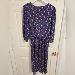 Miss Oops Vintage Purple Floral Blouson Dress Size 12